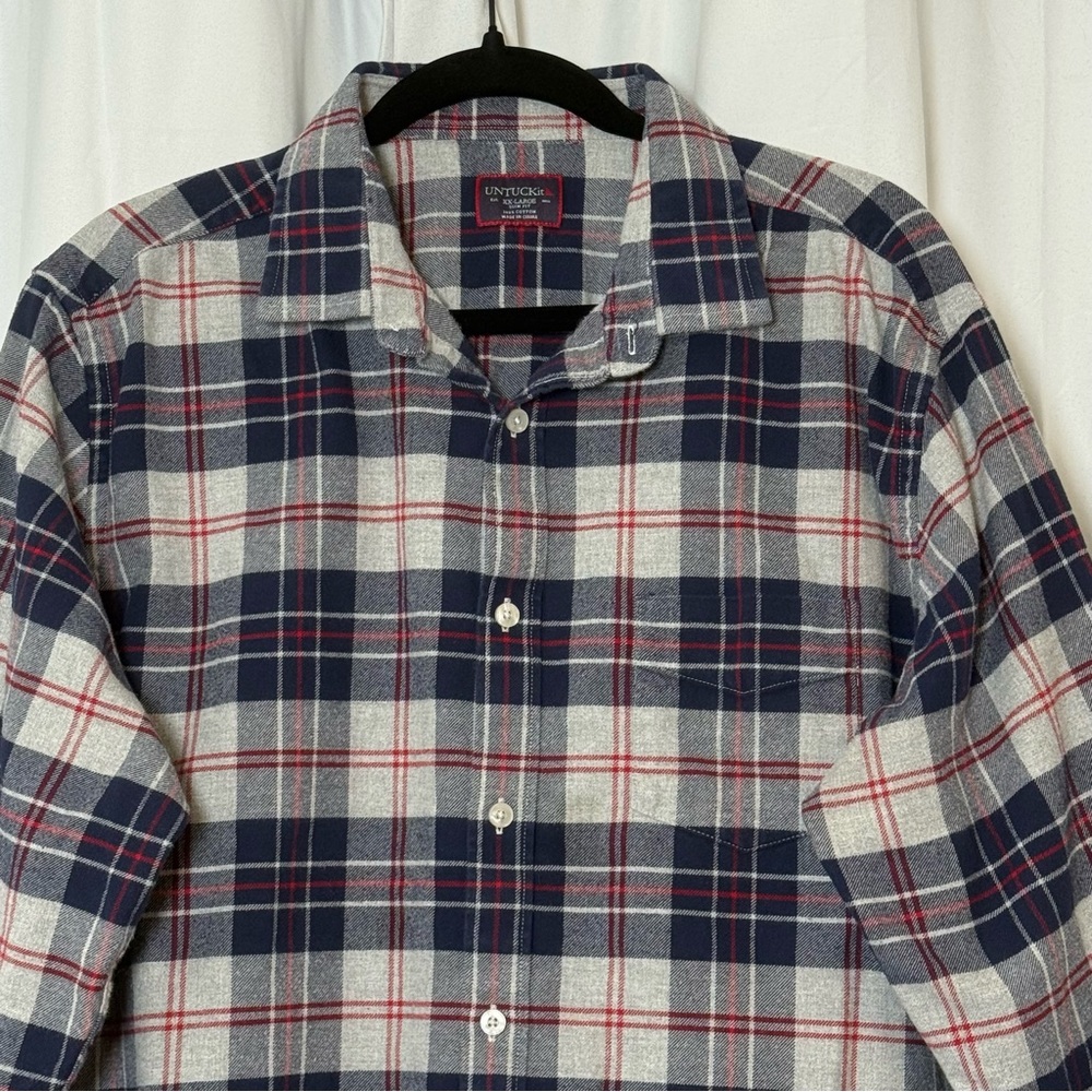 UNTUCKit Plaid Flannel Button Down Shirt Men’s XXL Slim Fit Cotton - Picture 4 of 11